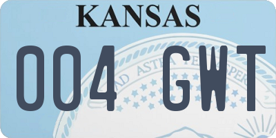 KS license plate 004GWT