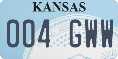 KS license plate 004GWW