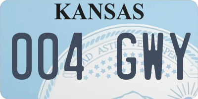 KS license plate 004GWY