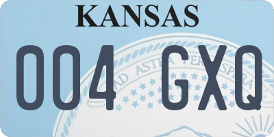 KS license plate 004GXQ