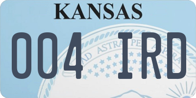 KS license plate 004IRD