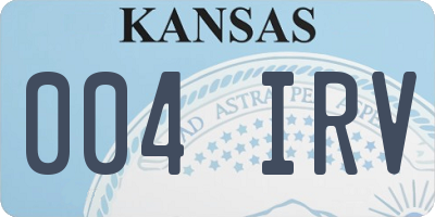 KS license plate 004IRV