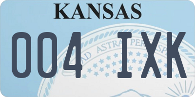 KS license plate 004IXK