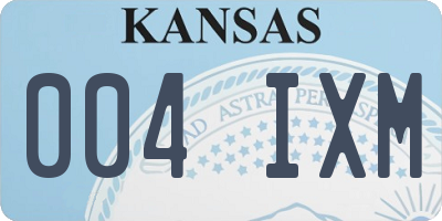 KS license plate 004IXM