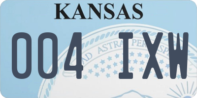 KS license plate 004IXW