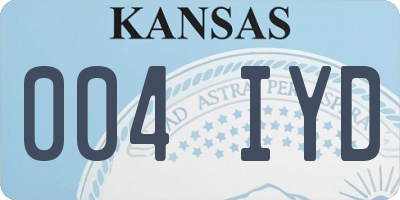 KS license plate 004IYD
