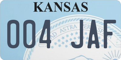 KS license plate 004JAF