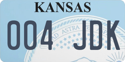 KS license plate 004JDK