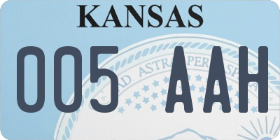 KS license plate 005AAH