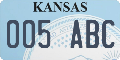 KS license plate 005ABC