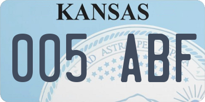 KS license plate 005ABF