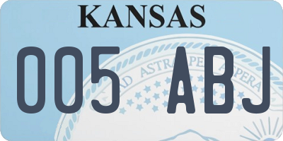 KS license plate 005ABJ