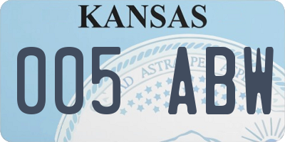 KS license plate 005ABW