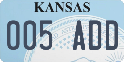 KS license plate 005ADD