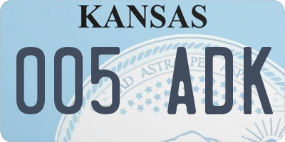 KS license plate 005ADK