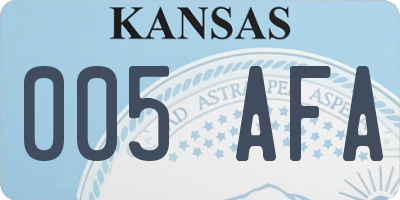 KS license plate 005AFA