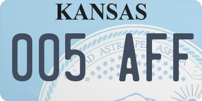 KS license plate 005AFF
