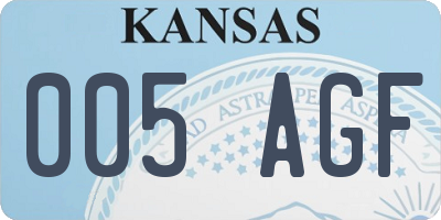 KS license plate 005AGF
