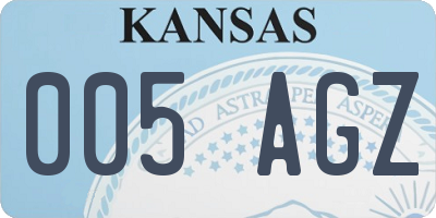 KS license plate 005AGZ