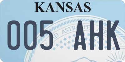 KS license plate 005AHK