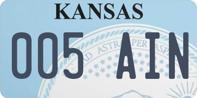 KS license plate 005AIN