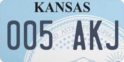 KS license plate 005AKJ