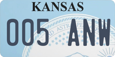 KS license plate 005ANW