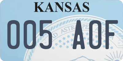 KS license plate 005AOF