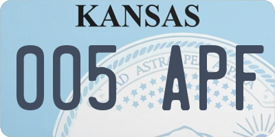 KS license plate 005APF