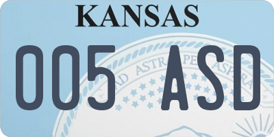 KS license plate 005ASD