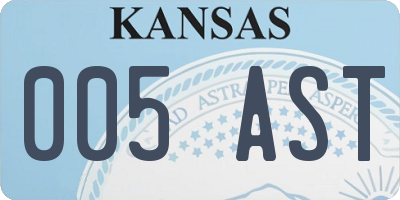 KS license plate 005AST