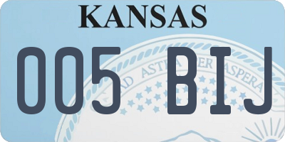 KS license plate 005BIJ