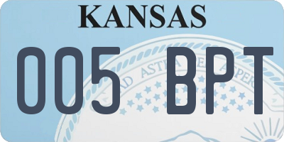 KS license plate 005BPT