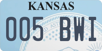 KS license plate 005BWI