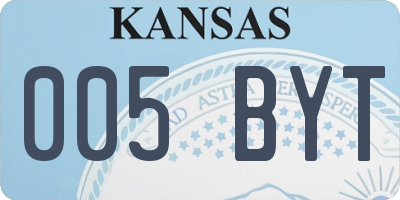 KS license plate 005BYT