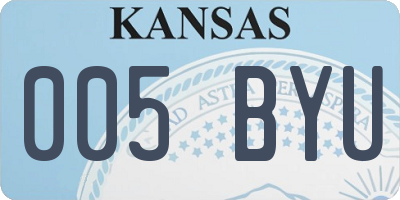 KS license plate 005BYU