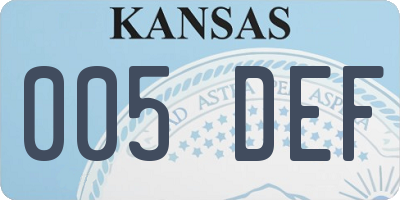 KS license plate 005DEF