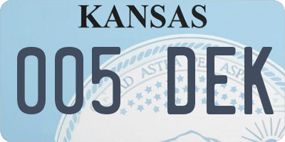 KS license plate 005DEK