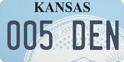 KS license plate 005DEN