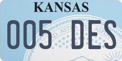 KS license plate 005DES