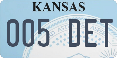 KS license plate 005DET