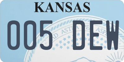 KS license plate 005DEW