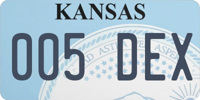 KS license plate 005DEX