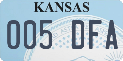 KS license plate 005DFA