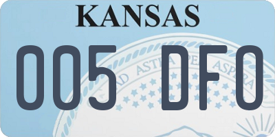 KS license plate 005DFO