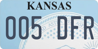 KS license plate 005DFR