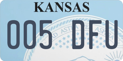 KS license plate 005DFU
