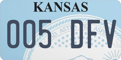 KS license plate 005DFV