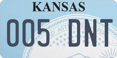 KS license plate 005DNT