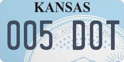 KS license plate 005DOT